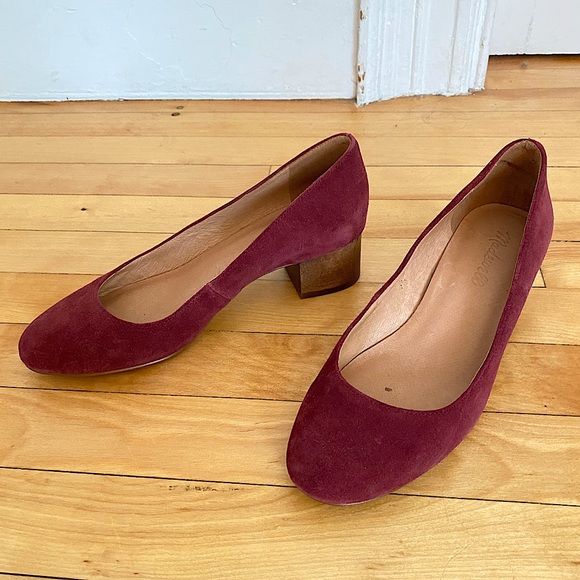 Madewell Shoes - Madewell Ella Pumps Low Heel Suede Dark Merlot